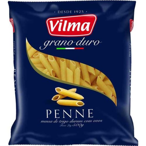 Macarrão Grano Duro Penne Vilma 500g - 20 Unidades